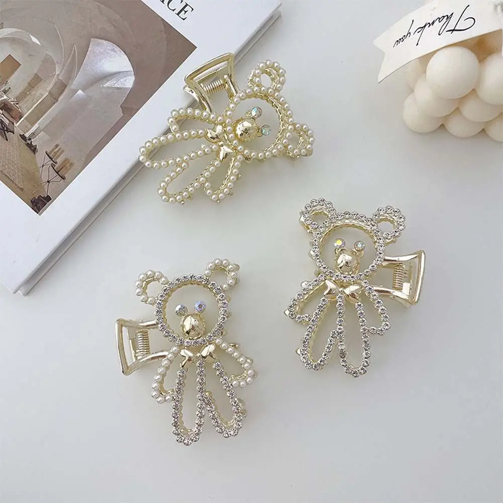 

Ladies Women Rhinestone Bear Shaped Diamond Metal Gold Color Hair Ornaments Korean Style Hair Claws Bear Hair Clips