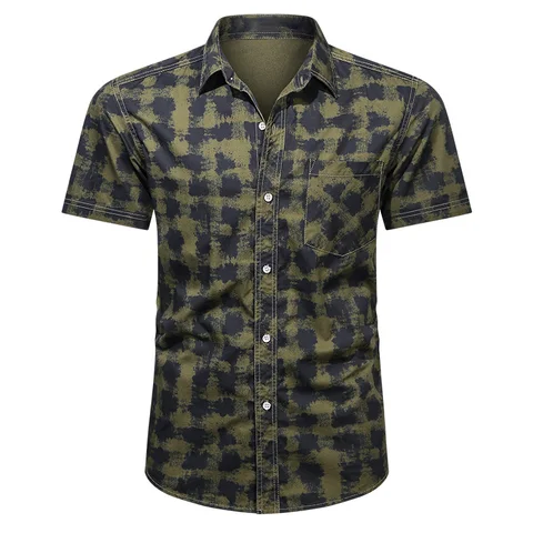 Рубашка-карго Мужская, в клетку, из 2021 хлопка, весенняя, повседневная, однобортная, деловая, 100%