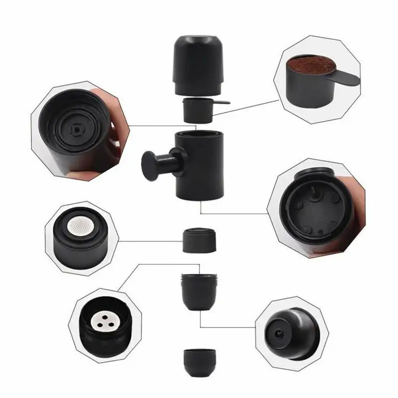 70 мл мини Кофе машина Портативный чайник Давление эспрессо ручной для дома и