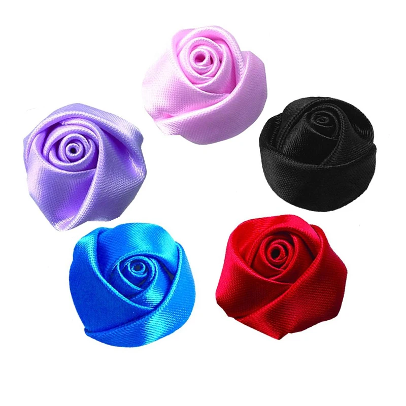 

Mini Artificial Ribbon Rose Flower Head Satin Rose Crafts Handmade DIY wedding Scrapbooking Decoration Clothes Accessories