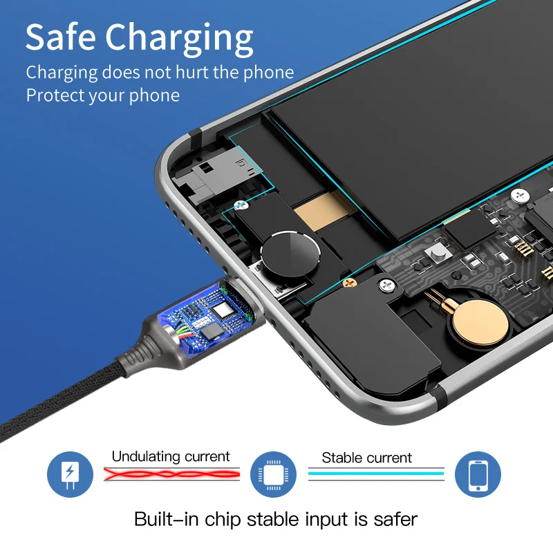 Быстрое зарядное устройство кабель USB Type C Динамический светодиодный Micro Авто