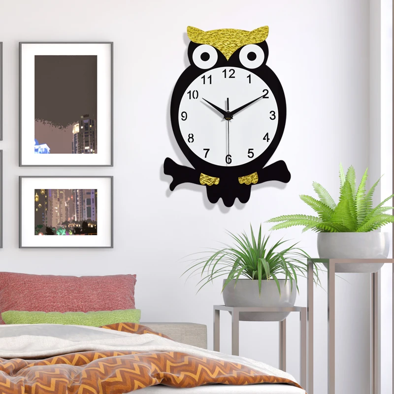 Милые Мультяшные детские модные часы настенные для спальни ультра тихие