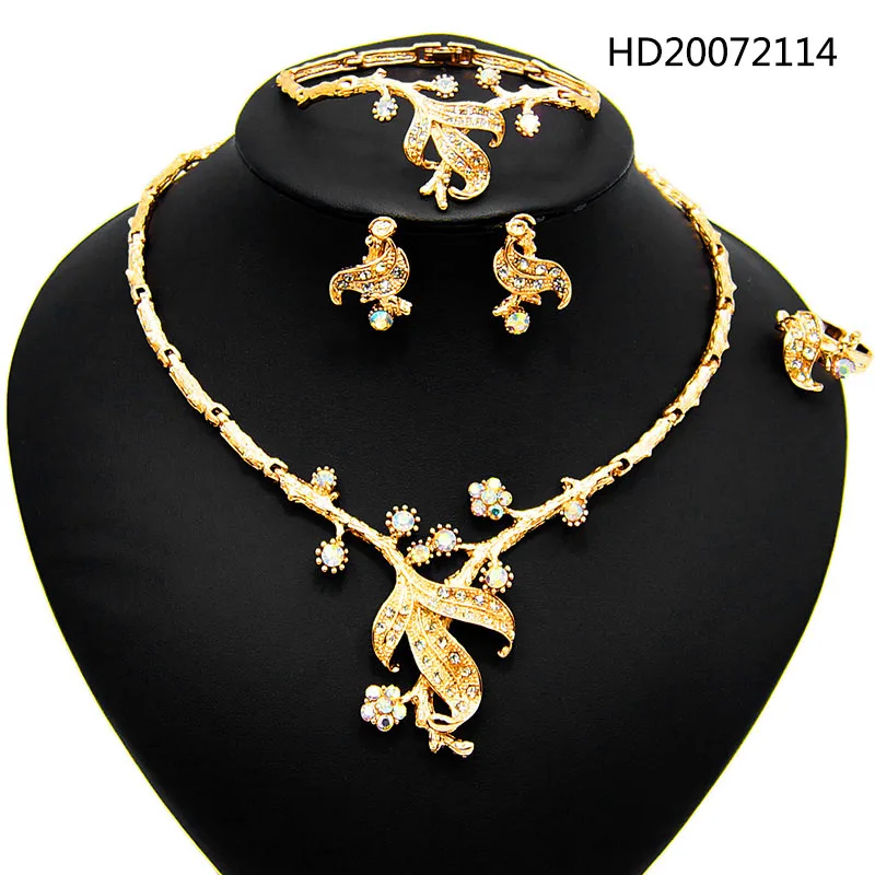 

Yulaili Fashion Shiny Rhinestones Necklace Earrings Bangle Ring for Women Elegant Luxury Wedding Jewelry Sets Free Shipping