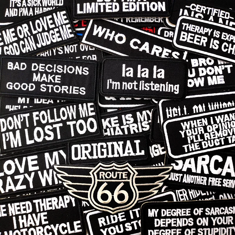 Нашивка WHO CARES ROUTE 66 аппликация для вышивки принадлежности глажки шитья