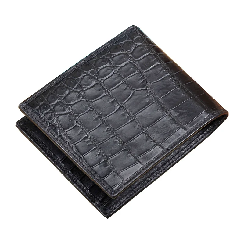Простой дизайнерский мужской короткий кошелек из натуральной крокодиловой кожи