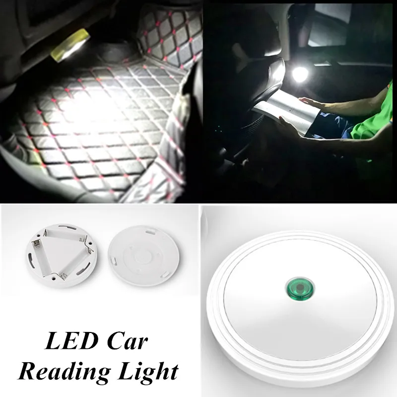 

Car Reading Lights Universal Portable LED Button Round Night Lamps Emergency Pastable Vehicle Interior Auto Accessories 1pc