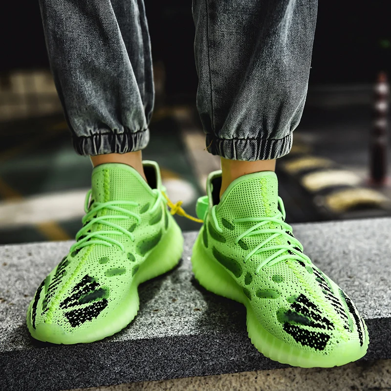 

Fashion Shoes Men Breathable Mesh Casual Shoes Men Sneakers Reflective Wearable Popcorn Bottom Outdoor Trainers Male Tide Shoes