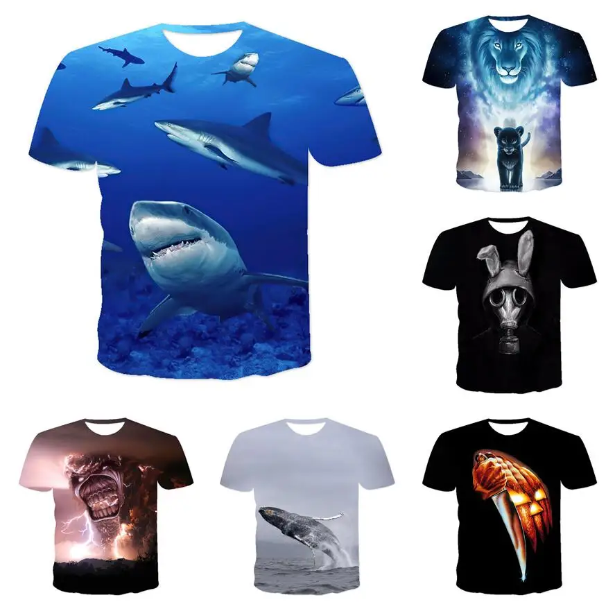 

2021 Summer Fashion l Short Sleeve Animal Fish 3D Print Men's T-shirt Round Neck Casua Camiseta Street Men's Top XXS-6XL