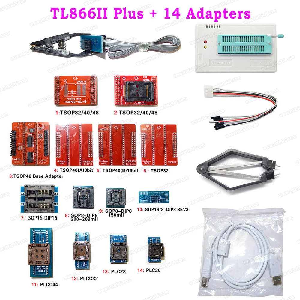 2019 Оригинальный Новый V8.30 TL866II Plus Универсальный USB программатор Minipro + 14 адаптеров