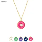 ANDYWEN, Новые искусственные серебряные, золотые, розовые, красные Эмалевые монеты, подвеска, кристалл, рок, панк 2021, роскошные украшения, ювелирные изделия от сглаза