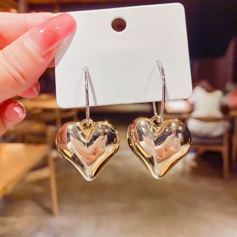 

Fashion Hip Hop Statement Big Gold-Color Heart Earrings Personality New Jewelry pendientes
