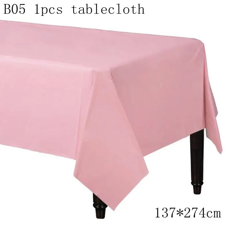 B05 1pcs tablecloth Одноразовая посуда для мальчиков или девочек, кружки, тарелки, салфетки, скатерть, гирлянда для вечеринки в честь рождения - Цвет: B05 1pcs tablecloth