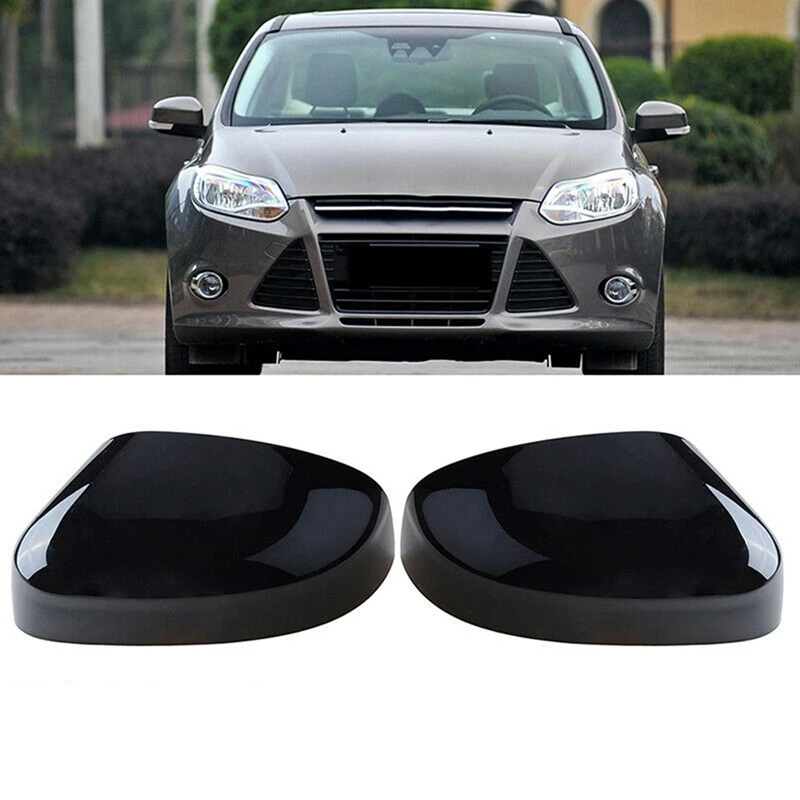 

1 Pair ABS Black Wing Mirror Rearveiw Mirror Caps Housing for Ford Focus 2012-18 BM5117K748AA BM5117K747AA