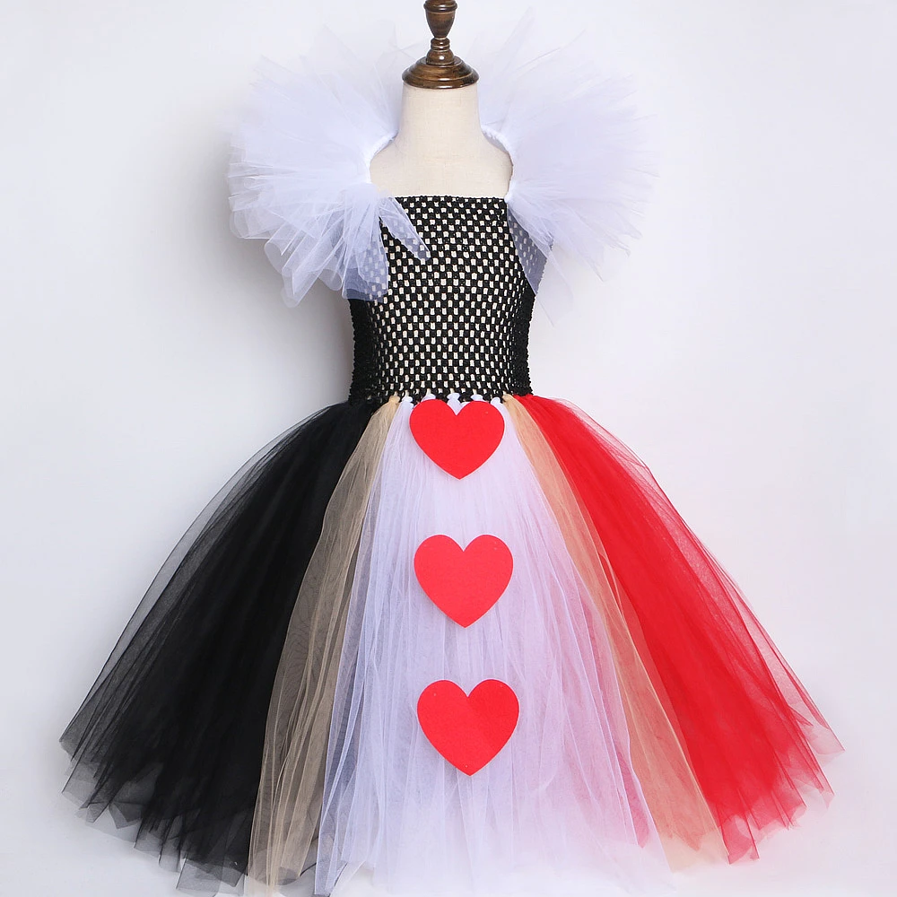 Красное Длинное Платье-пачка королевы для девочек Детский костюм на Хэллоуин