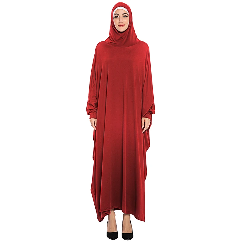 red abaya Siskakia, надземные Абая, большой размер, рукав "летучая мышь", мусульманский химар, однотонный, плюс размер, джилбаб, элегантные халаты для женщин, арабский, Новинка - Цвет: red abaya