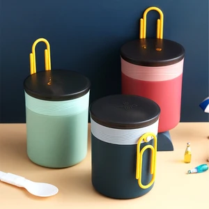 Double-layer PP Liner Insulation Soup Cup Portable Mini Soup Pot Oatmeal Cup 12*10*3cm Home Kitchen Tools Dinnerware