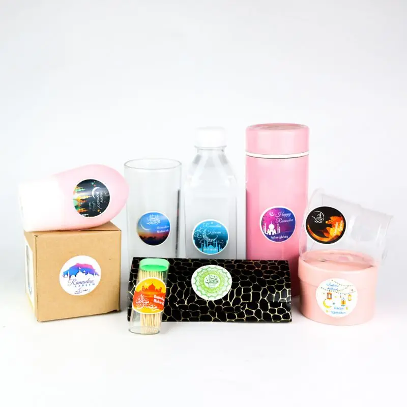

100 Pcs/Set Eid Mubarak Stickers Decorations Cards DIY Cupcakes Picks Letter Pattern Sticker Festival Supplies 69HF