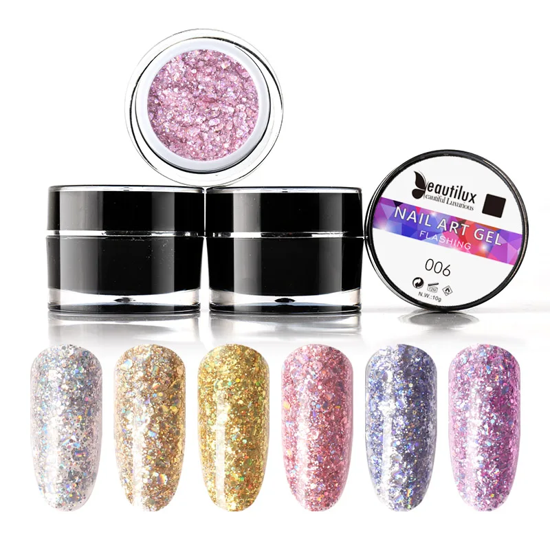 

Beautilux Flashing Gel Nail Polish Winter Bling Gloss Dazzling Stary Sparkling Nails Art Design Gels Varnish Nail Lacquer 10g