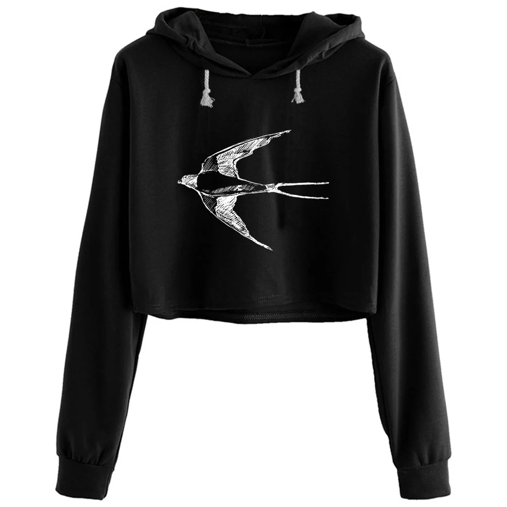 

Укороченные женские толстовки в стиле Ласточки Y2k Kawaii Goth, пуловер для девочек