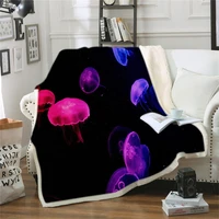 jellyfish print melon seeds soft blanket warm wool velvet blanket home sofa camping cloth hooded blanket