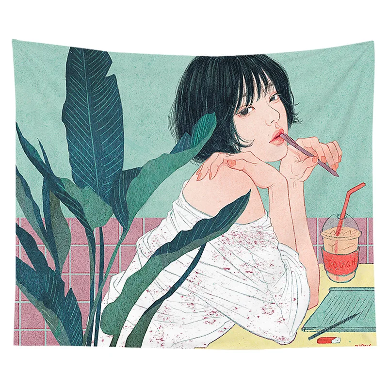 Ins подвесной тканевый фон ткань в скандинавском стиле зеленое растение