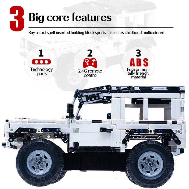 Hipac Technic 533Pcs Building Blocks RC Car Defender Toys Offroad Remote Control Cars Truck Brick for Kids SUV |