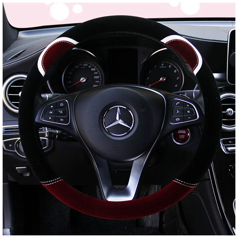 

Universal Carr plush Steering-Wheel Covers Anti-slip Skidproof Durable 37-38CM/15" Dynamic Fibre Handmade Steering Wheel Cover