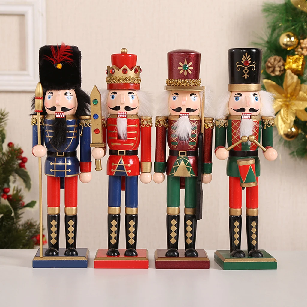 

1pc 12 Inch Wood Christmas Nutcracker Figures Toy Desktop Yard Decorations