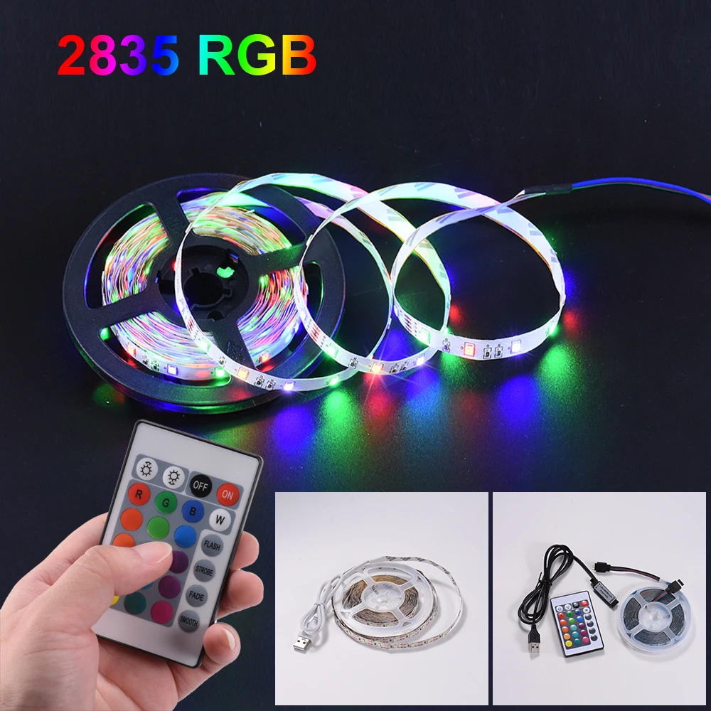 Светодиодная лента гибкая светящаяся 2835SMD для подсветки ТВ 0 5/1/2/3/4/5 м 5 В пост.