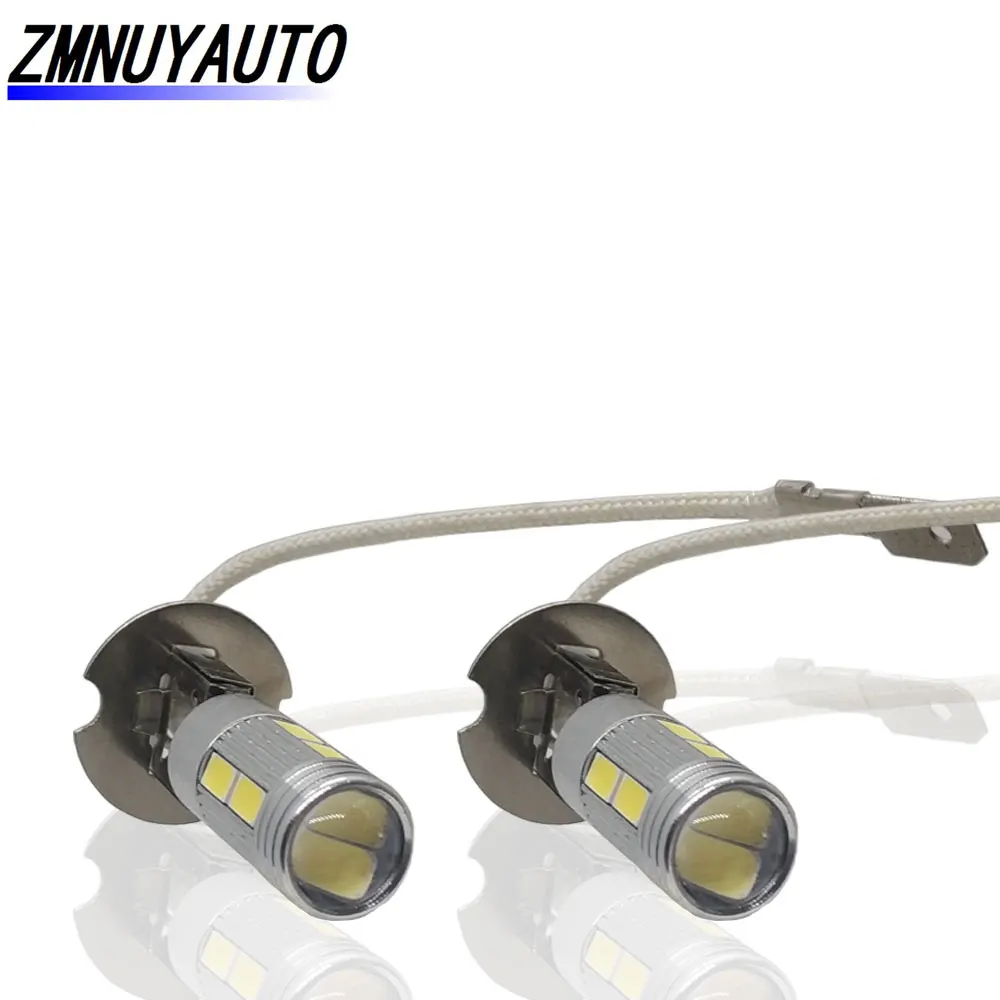 2 шт. H3 COB светодиодный супер яркий длинный срок службы белый Canbus 10SMD 5630/5730 Сменные лампы для автомобильных противотуманных фар ходовые огни лампы