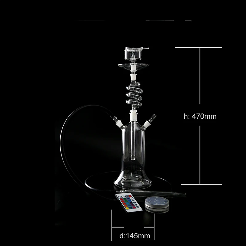 Витой стеклянный кальян вращающееся стекло кальян спираль chicha стекло водонепроницаемый светодиодный пульт дистанционного управления fruite nargile льда курительные трубы