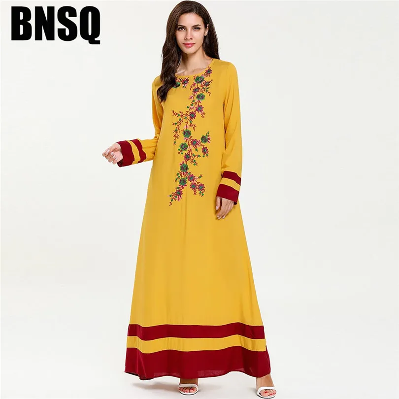 2019 плюс размер мусульманские платья модные женские с длинным рукавом принтом