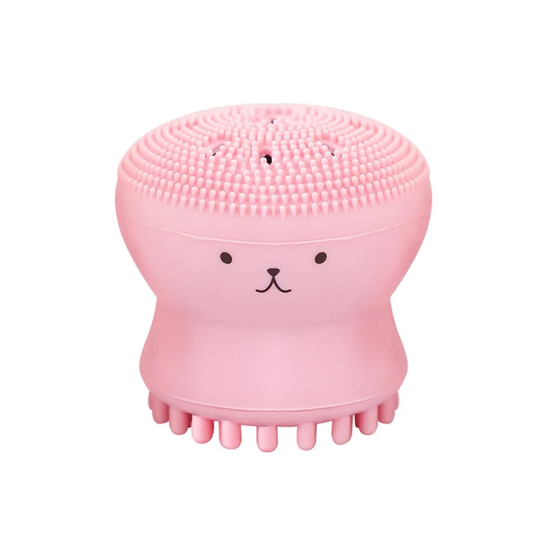Pink Силиконовая отшелушивающая щетка в форме Милого Животного, маленького осьминога для чистки лица, глубокое Отшелушивание пор, уход за кожей лица - Цвет: Pink