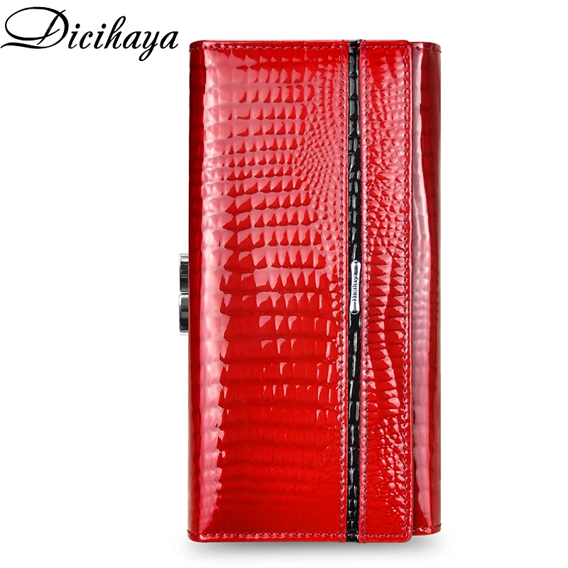 dicihaya long wallet women patchwork genuine leather female purse womens wallets ladies casual womens money zipperhasp walet free global shipping