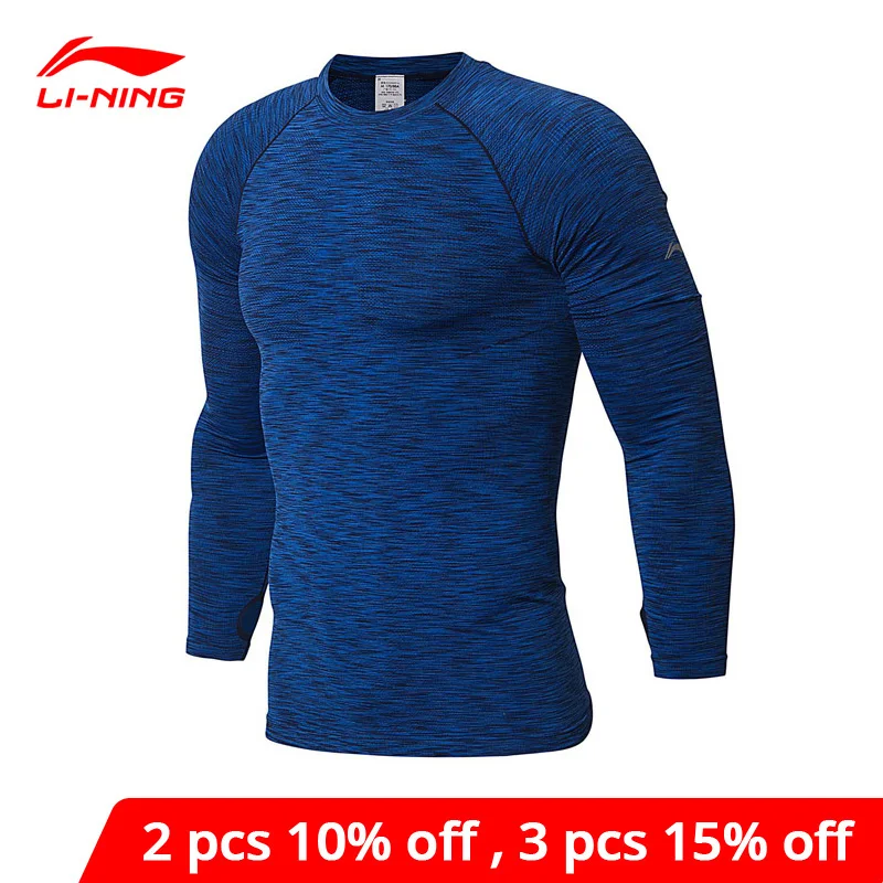 Мужская Тренировочная футболка Li Ning удобные дышащие футболки с длинными