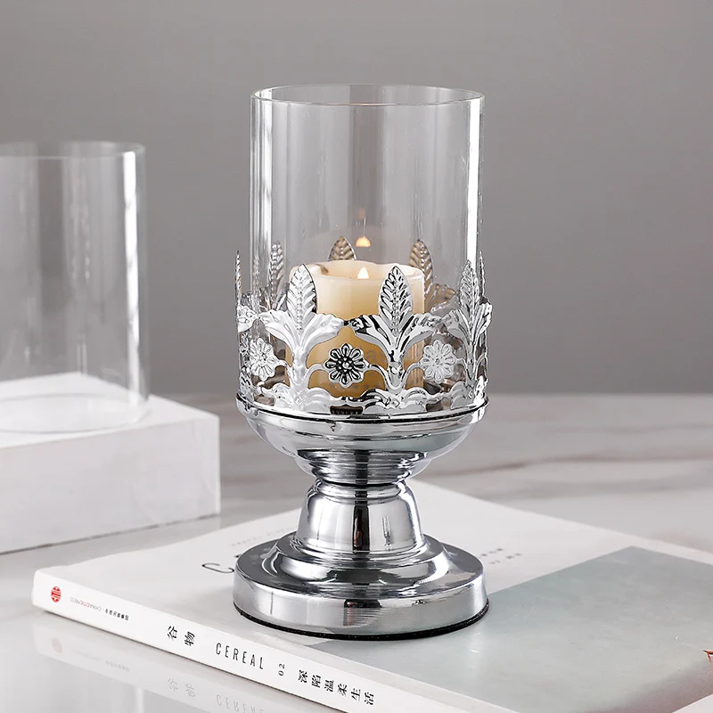 Стеклянный металлический подсвечник в скандинавском стиле винтажный