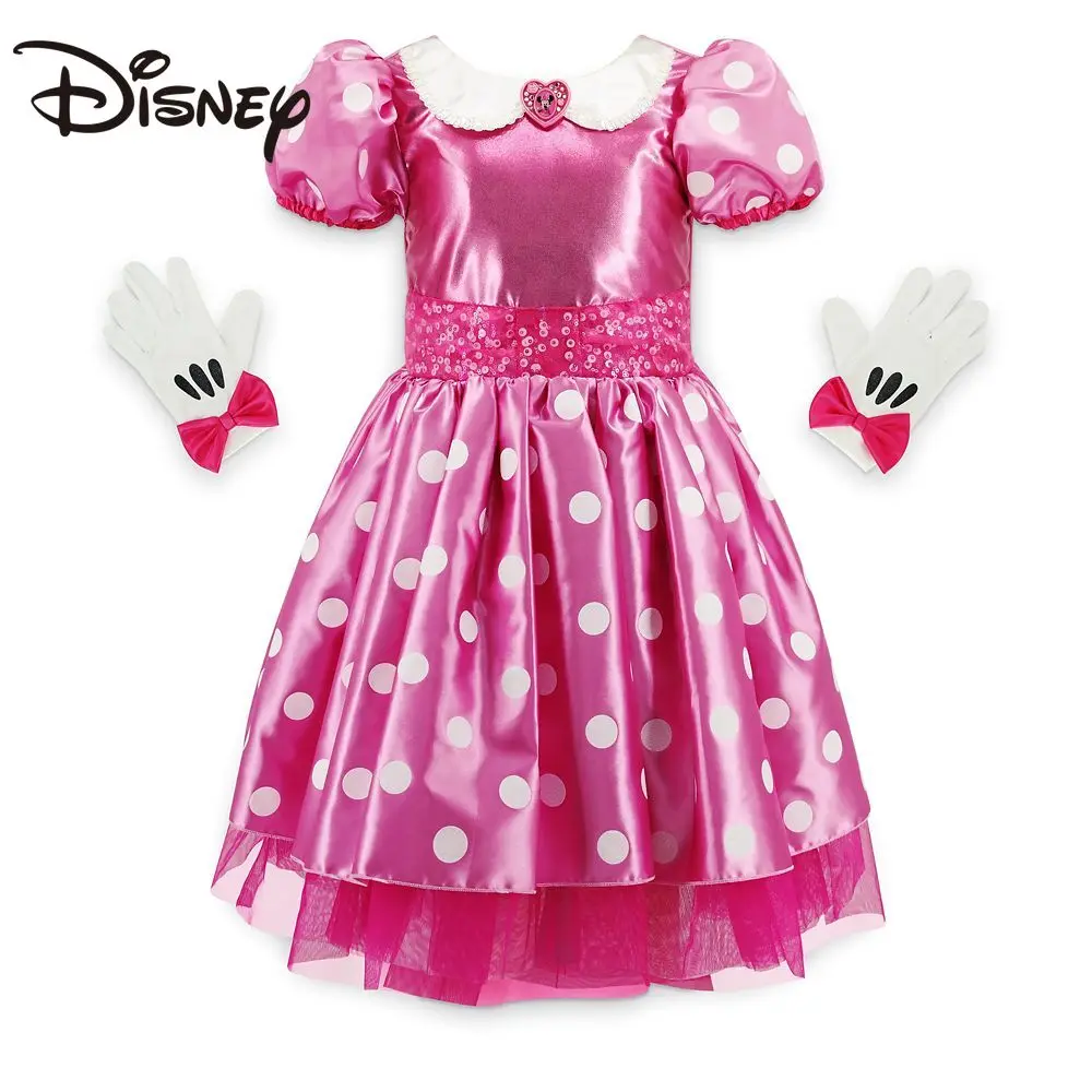 

Милое розовое платье принцессы с героями Диснея для детей и девочек, мультяшное Минни, бальное платье для девочек, женская одежда, юбки для ж...