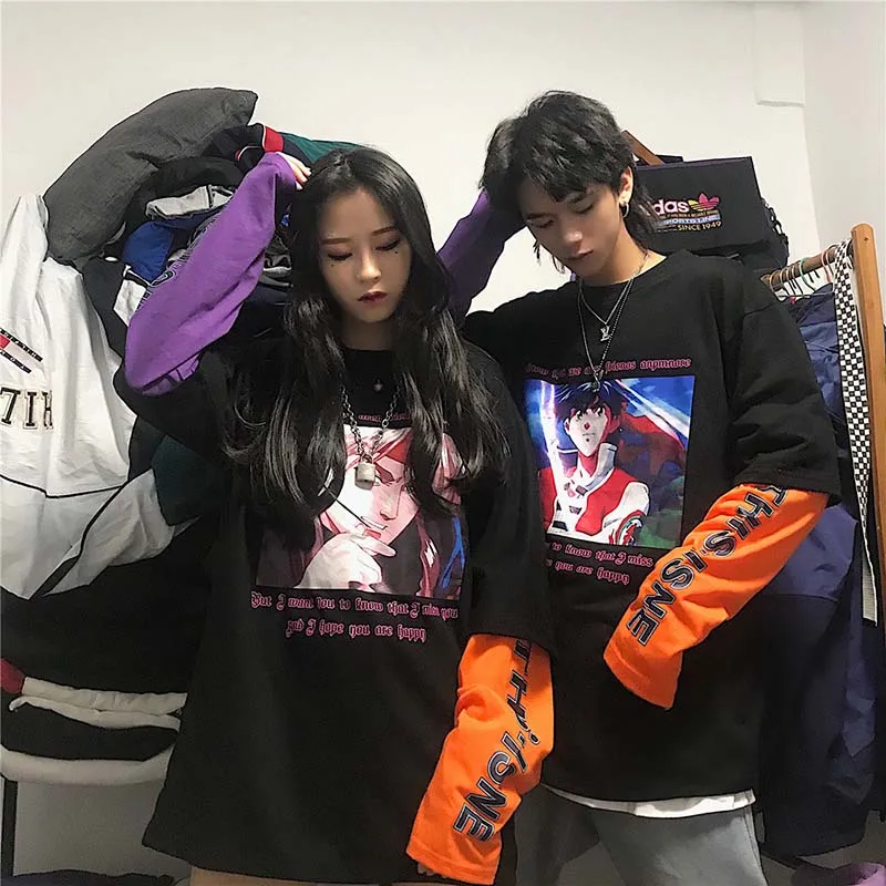 

2020 spring Autumn Harajuku Sweatshirt Women Unisex Jumper Oversize Chinese Cartoon Pullovers Woman Clothes Sudadera Mujer 2019