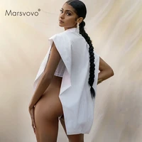 marsvovo new design sexy top women summer cotton blend tank camis asymmetrical streetwear white t shirt solid women clothing