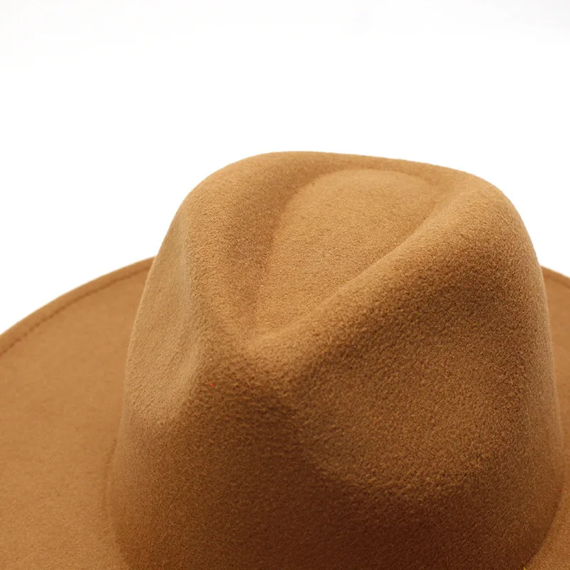 

big brim 9.5cm winter hats felted fedora with band handmade luxury women hats solid color dress formal wedding winter women hat