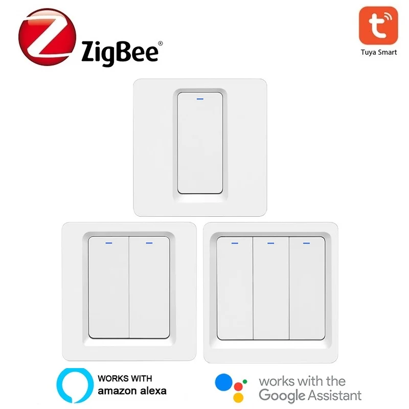 

Умный светильник ель света Tuya ZigBee 3,0 с/без нейтрального стандарта ЕС, таймер на 1/2/3 клавиши, приложение для голосового управления, поддержка ...