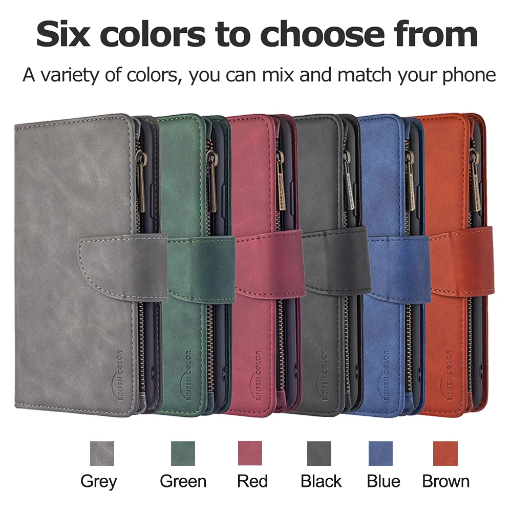 luxury leather case for xiaomi poco x3 m3 cc9 note10 redmi 8a 7a note 9 9s 8 8t 7 pro max zipper wallet cards phone bags cover free global shipping