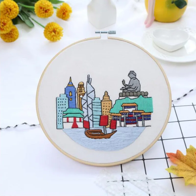 Европа DIY лента цветы вышивка набор с рамкой для начинающих Рукоделие наборы крестиком серии принадлежности для шитья Декор - Цвет: 2-8