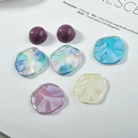 extremely glorious wave shaped round resin earrings pendant diy handmade ear stud hair clip hairpin accessories material 4pcs