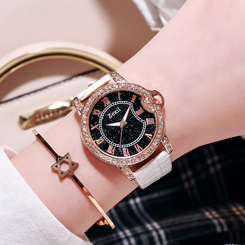 Часы женские кварцевые с кожаным ремешком браслетом | Наручные часы