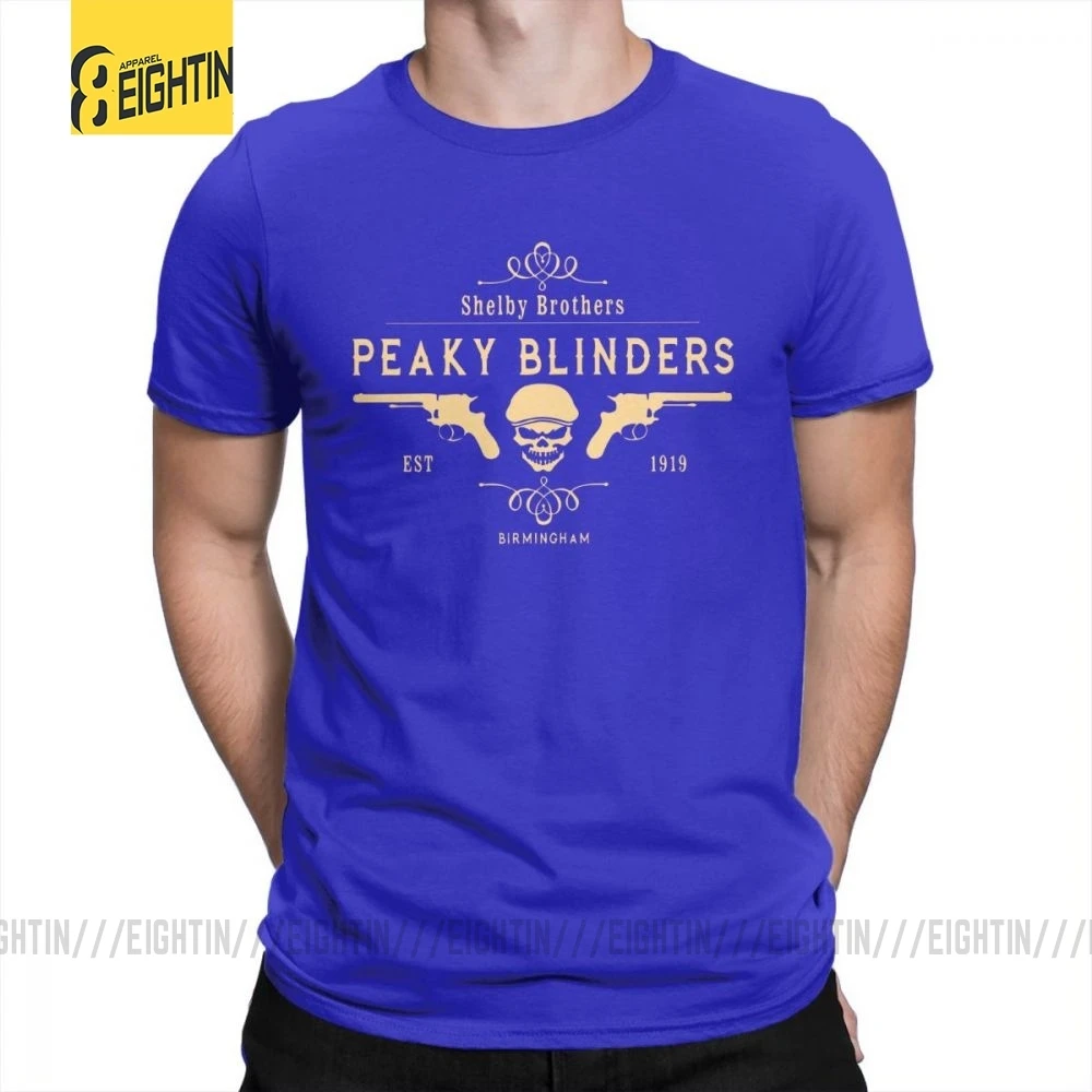 Синий Peaky Blinders, футболка, Shelby Brothers, новинка, круглый вырез, короткий рукав, мужские белые футболки, хлопок, потрясающая одежда - Цвет: Синий