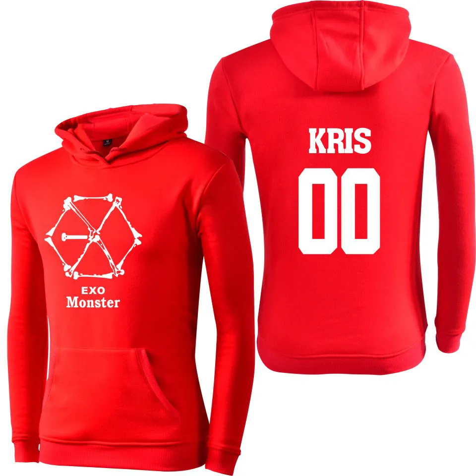 Мужские и женские толстовки EXO MONSTER Red корейский пуловер с длинным рукавом принтом