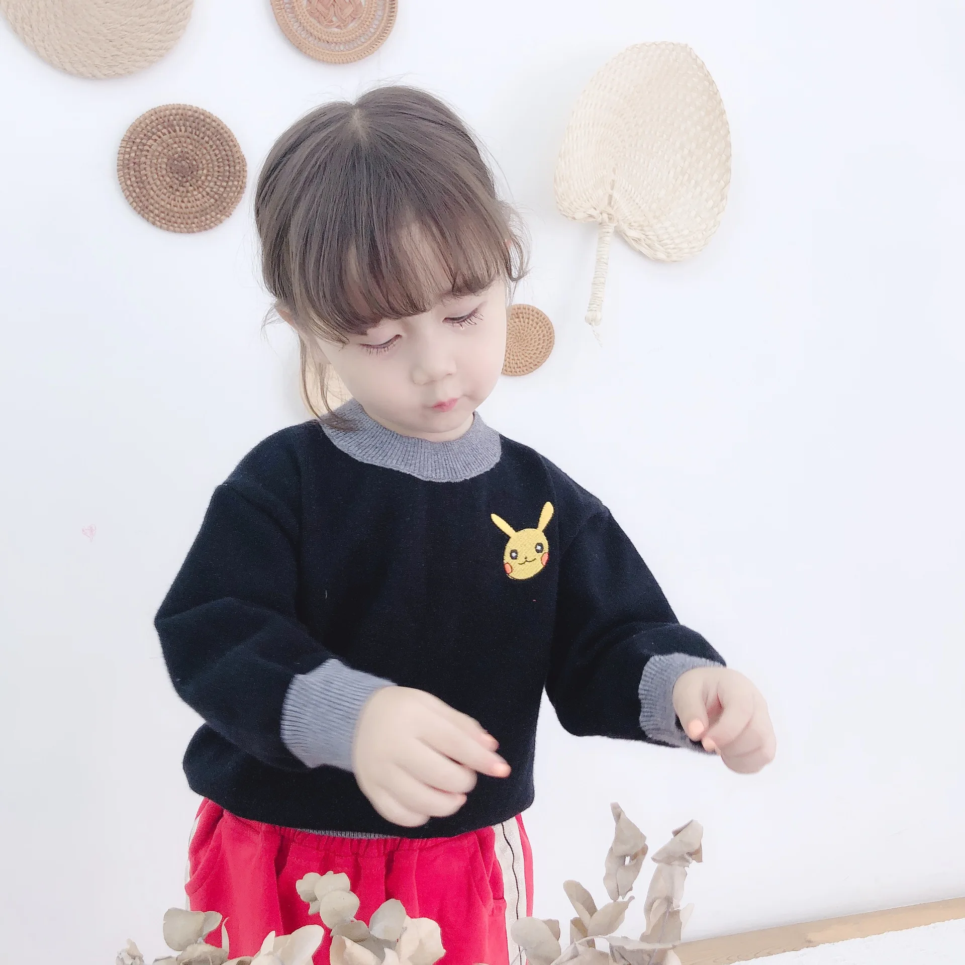 Вязаные Пуловеры на осень и зиму детские свитера топы с круглым воротником для