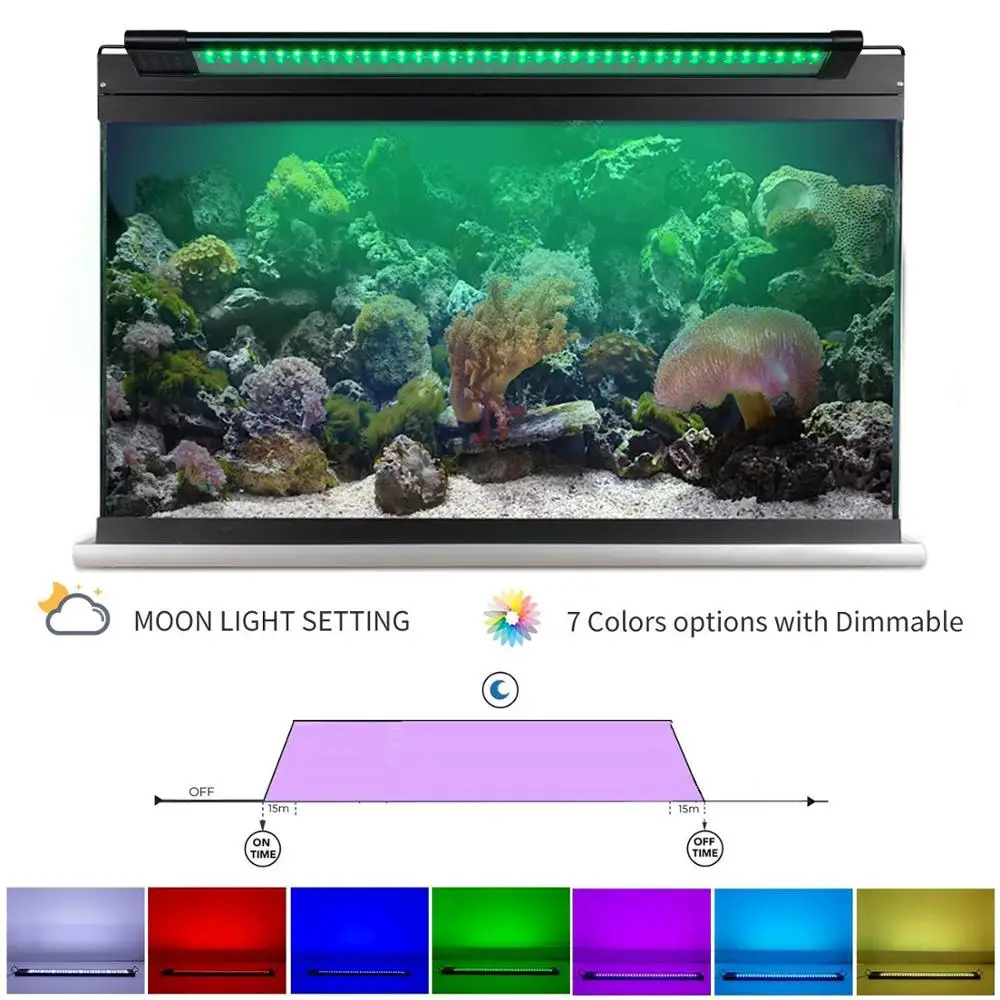 Iluminaci&oacute;n Led para acuario, atenuador, 48-52 pulgadas, IP65, Arrecife de Coral plantado-1