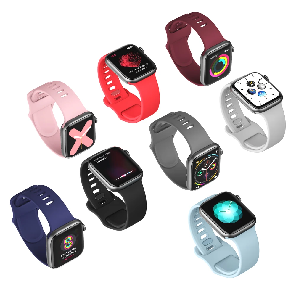 

Мягкая силиконовая лента для наручных часов Apple Watch Series 5 4 3 2 6 SE 40 мм 44 мм, 38 мм, 42 мм, резиновый ремешок для наручных часов iWatch, версия 4/5 браслет